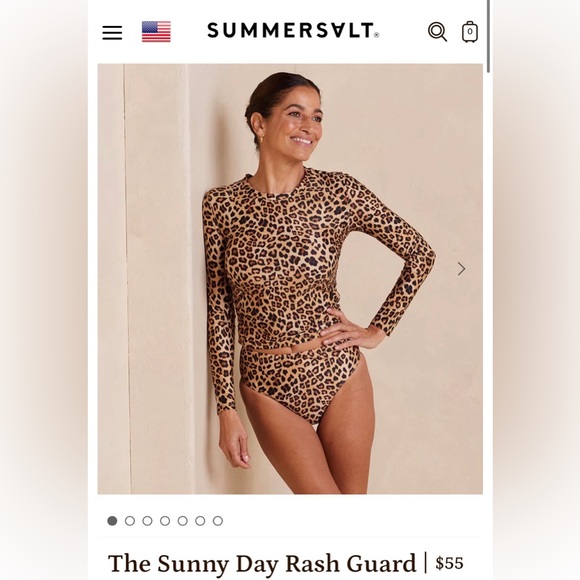 NWT leopard print bikini top, rash guard, bikini bottoms - Picture 2 of 12